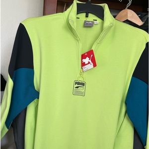 PUMA- Rebel Half Zip Florecent Green Jacket SZ-Small